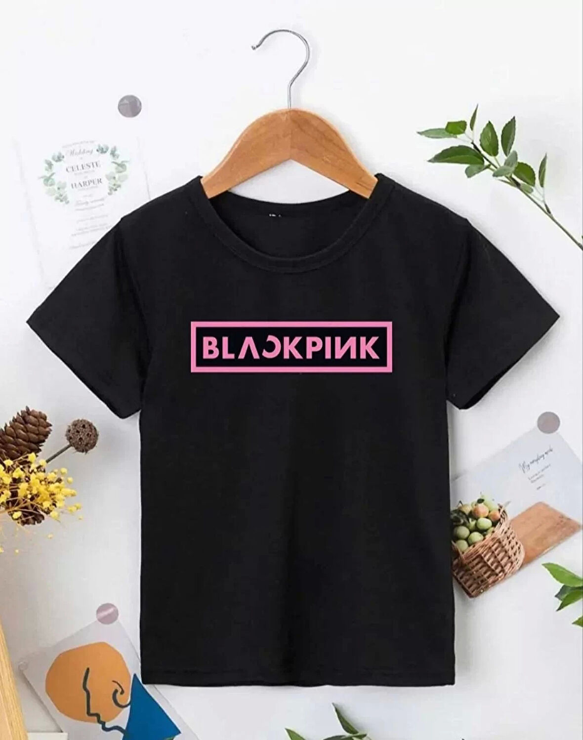 Kız Çocuk Bisiklet Yaka Baskılı T-Shirt - Siyah