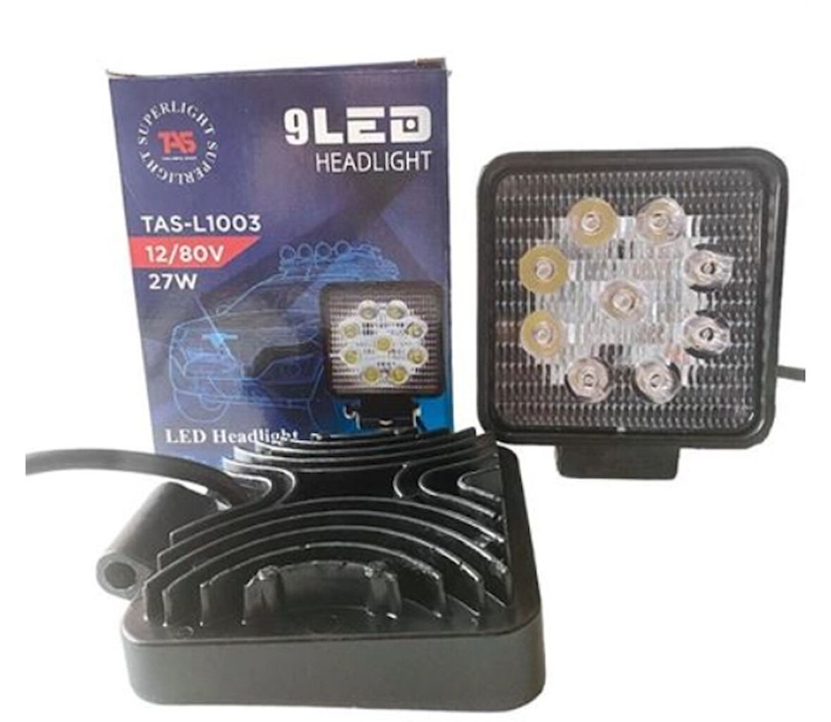 Tas 9 Led Kare Çalışma Lambası Kalın 12-80v 27w