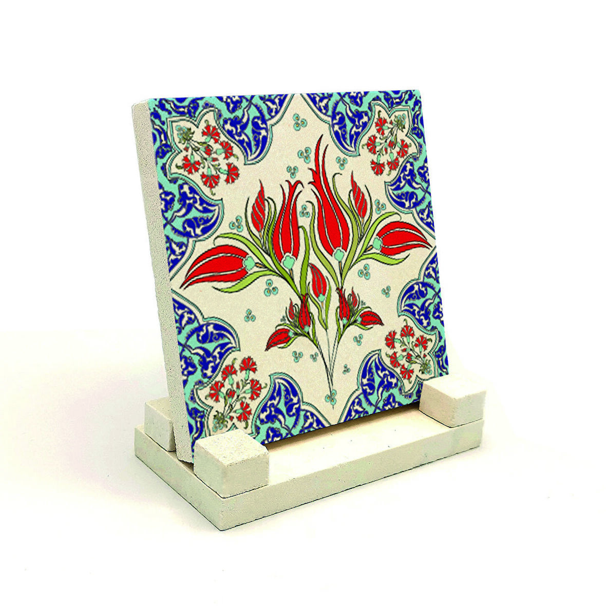 Osmanlı İznik Çini DeseniBaskılı Doğaltaş Masaüstlük