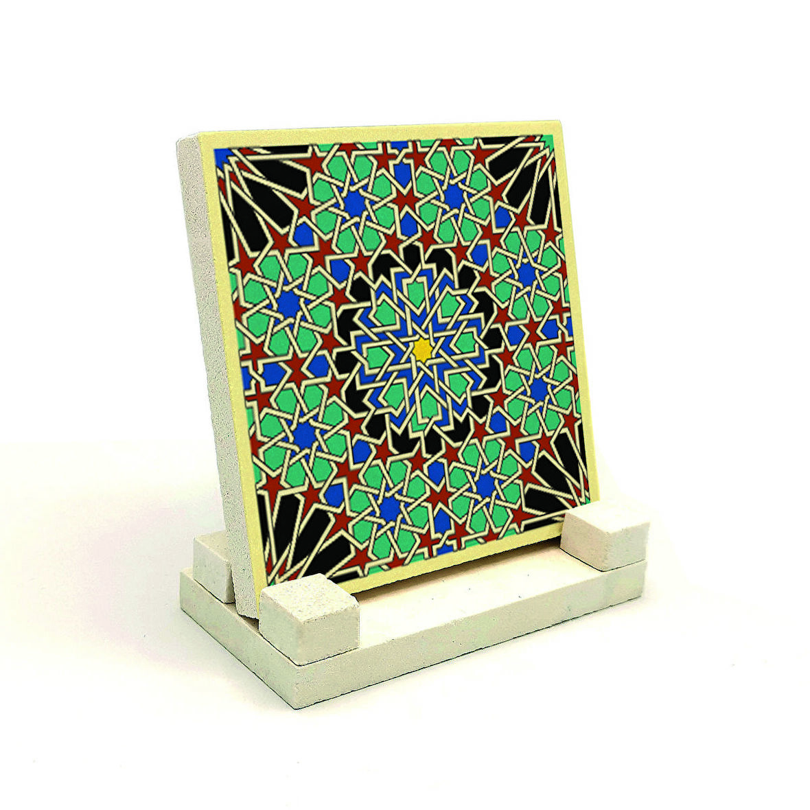 İslami Geometrik Desen (El Hamra Sarayı, Fas)Baskılı Doğaltaş Masaüstlük