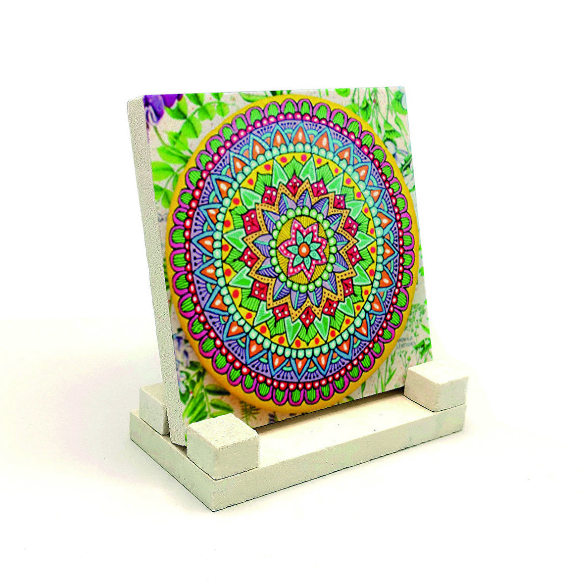 Mandala DesenBaskılı Doğaltaş Masaüstlük