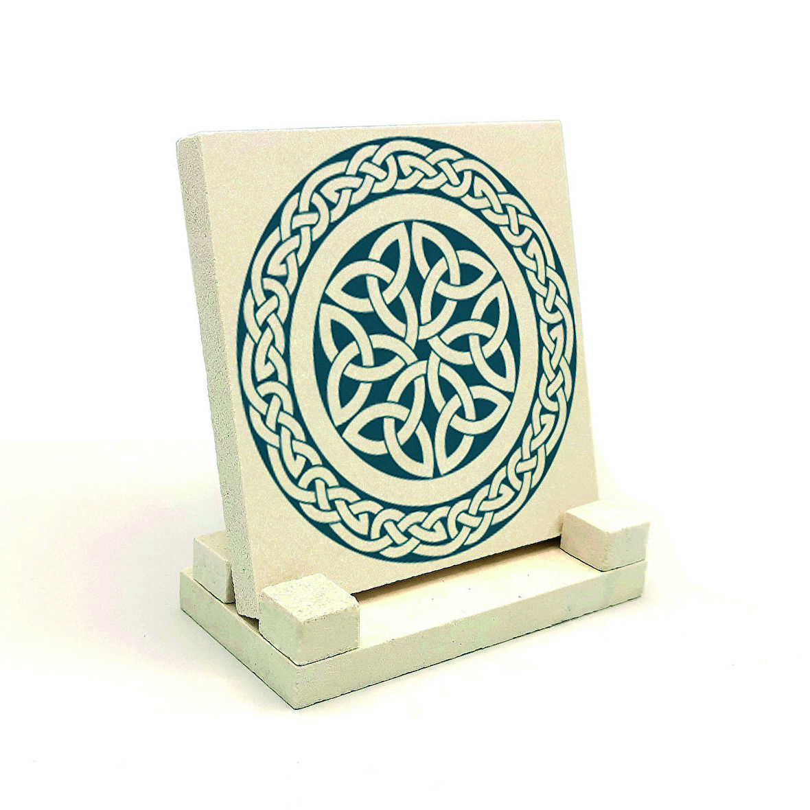 Keltik Stili Yuvarlak DesenBaskılı Doğaltaş Masaüstlük