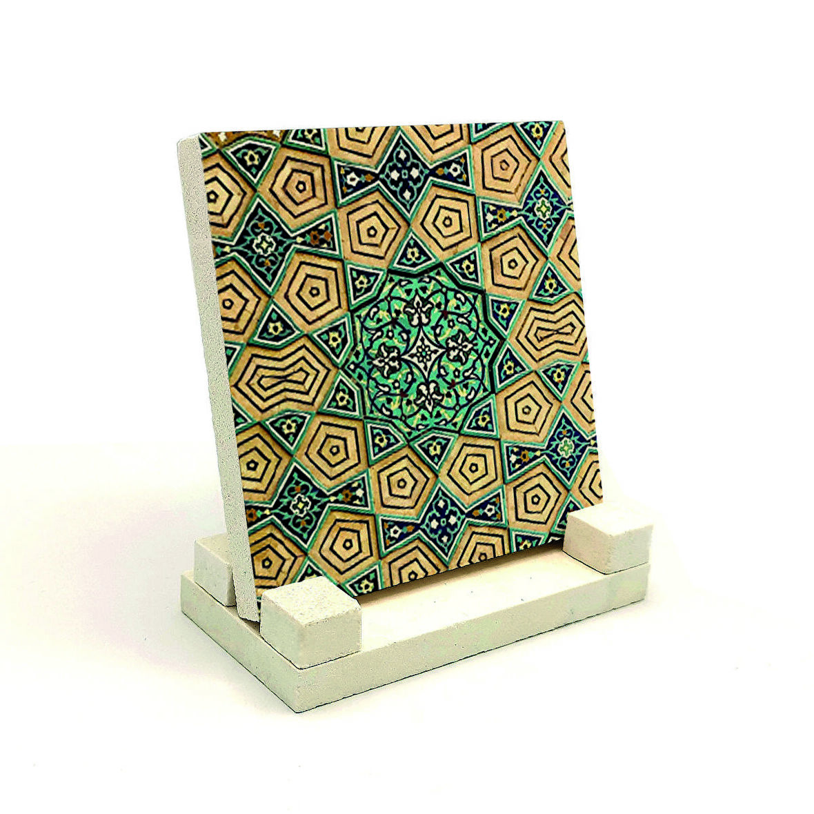 Geometrik Rumi DesenBaskılı Doğaltaş Masaüstlük