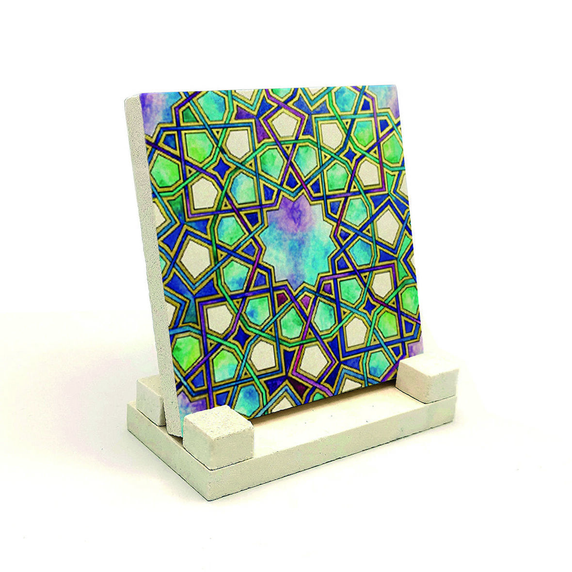 İslami Geometrik DesenBaskılı Doğaltaş Masaüstlük