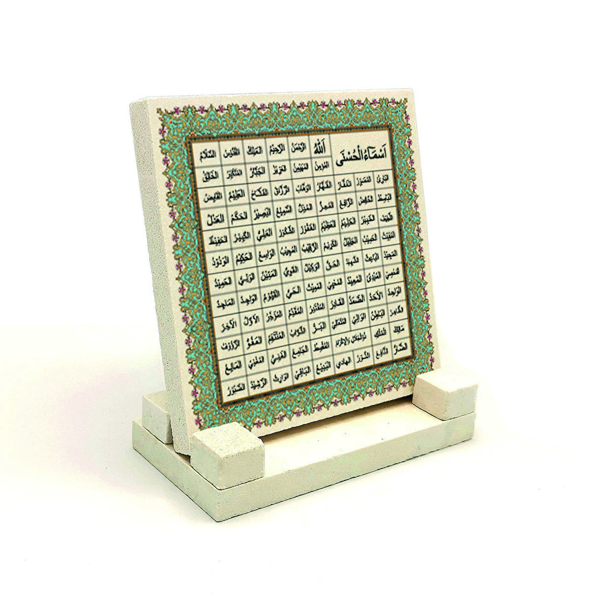 Allahın 99 İsmi (Esma-ül Hüsna)Yazılı Doğaltaş Masaüstlük