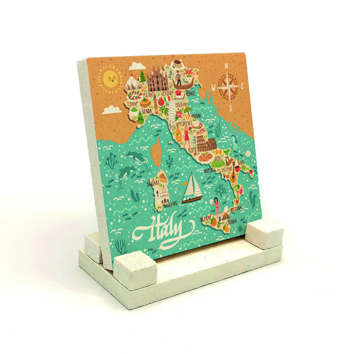 İtalya SembolleriBaskılı Doğaltaş Masaüstlük