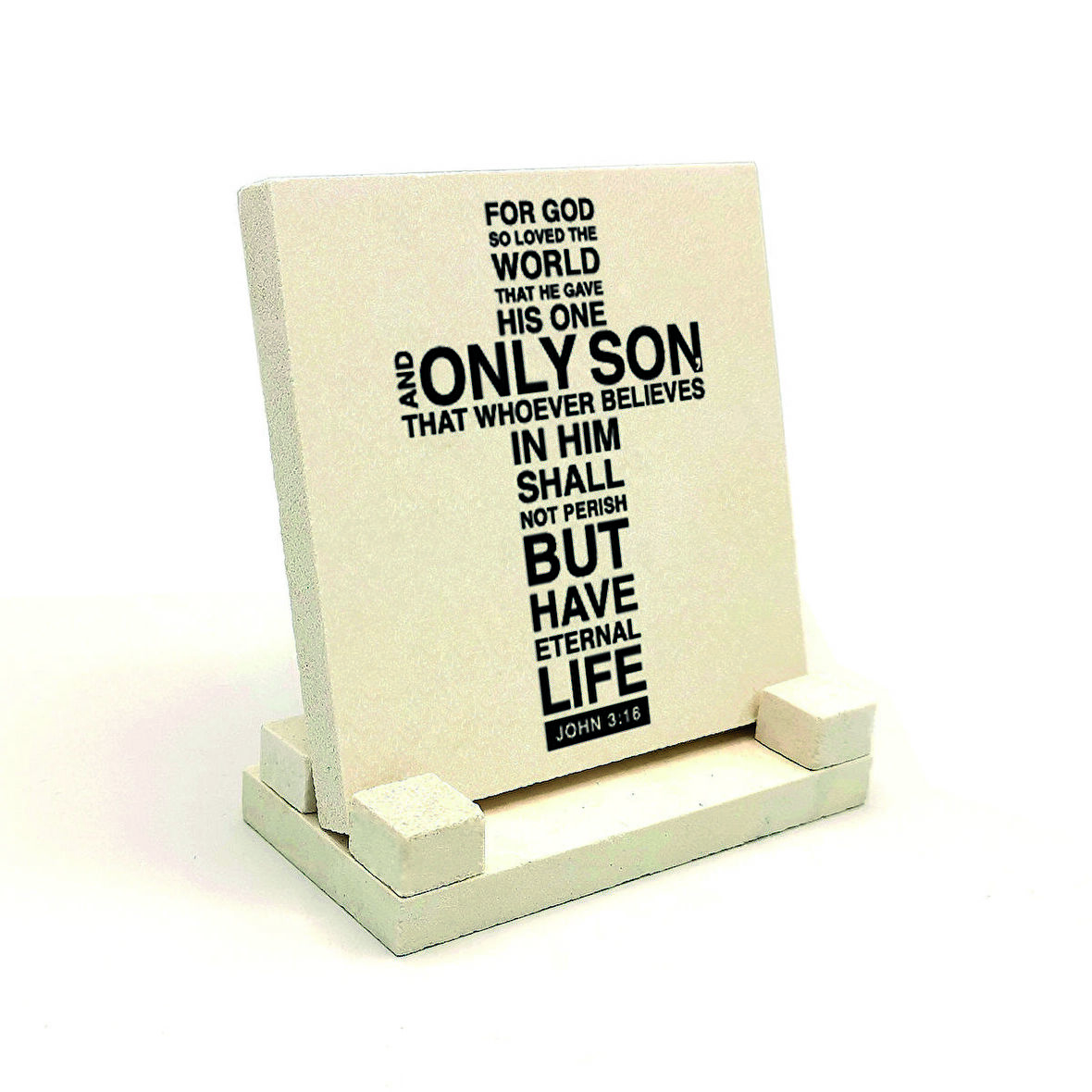 Yuhanna 3:16 AyetiBaskılı Doğaltaş Masaüstlük