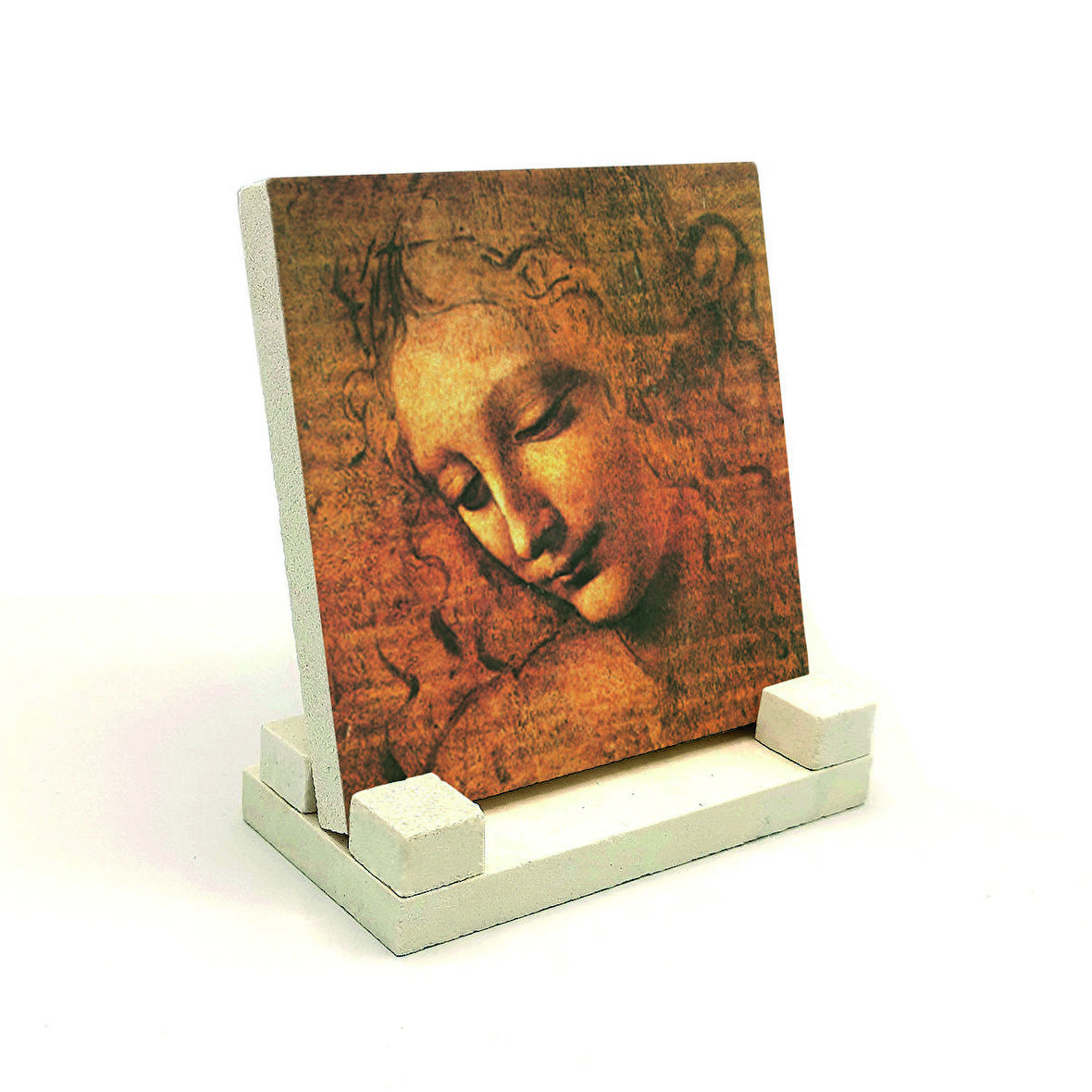 Kadın Başı Eskizi (Leonardo Da Vinci, 1508)Baskılı Doğaltaş Masaüstlük