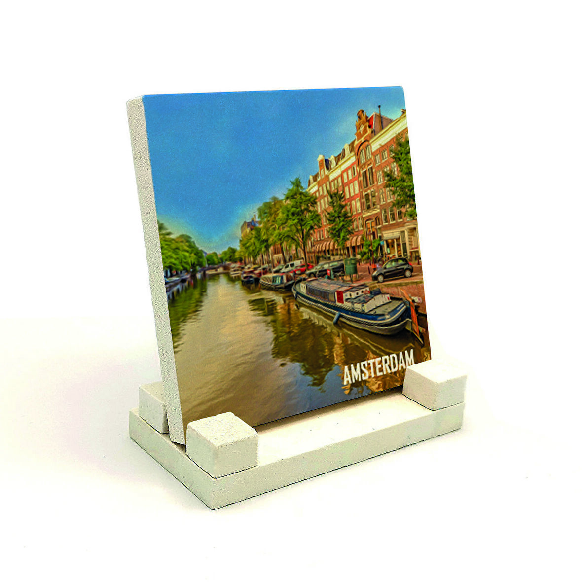 Amsterdam GörseliBaskılı Doğaltaş Masaüstlük