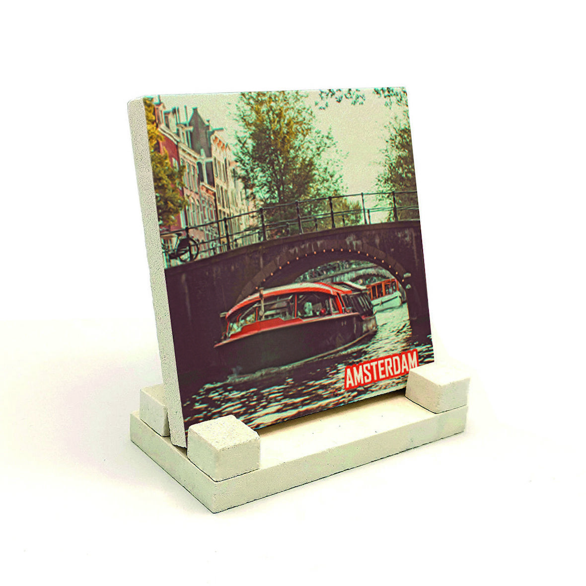 Amsterdam GörseliBaskılı Doğaltaş Masaüstlük