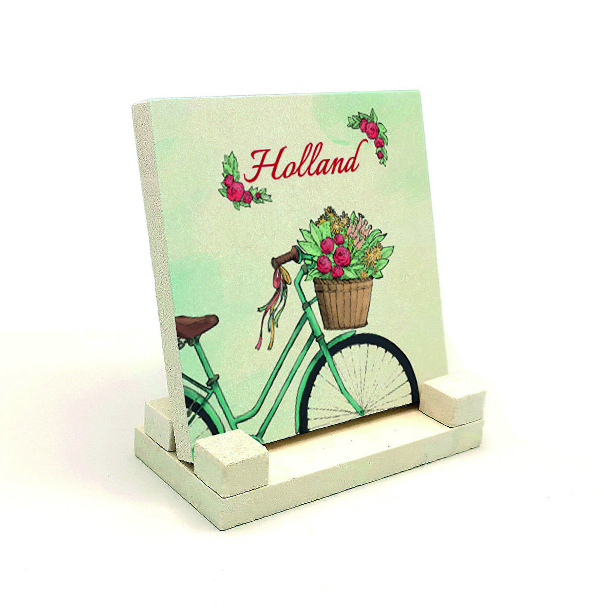 Hollanda Bisklet GörseliBaskılı Doğaltaş Masaüstlük