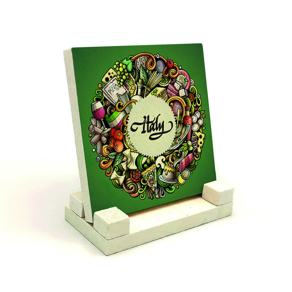 İtalyan Mutfağı  SembolleriBaskılı Doğaltaş Masaüstlük