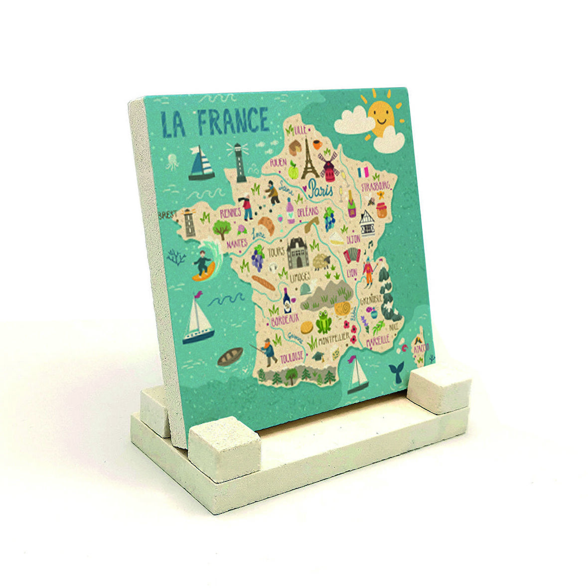 Fransa SembolleriBaskılı Doğaltaş Masaüstlük