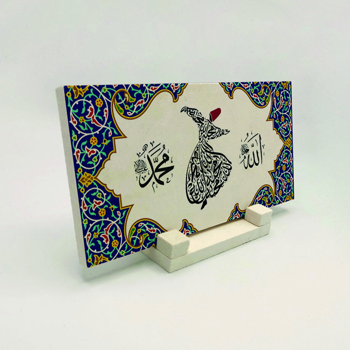 Allah (cc) Muhammed (as) “Allah sevgidir”Yazılı Doğaltaş Masaüstlük