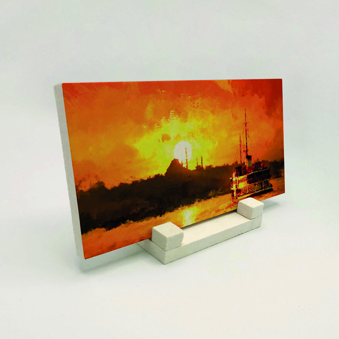 İstanbul SiluetiBaskılı Doğaltaş Masaüstlük