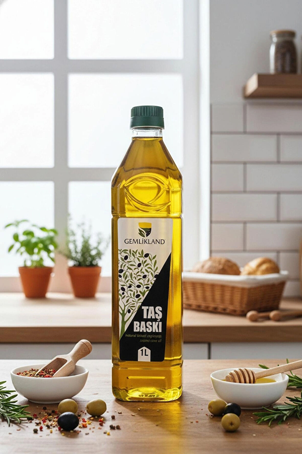 Taş Baskı Soğuk Sıkım Zeytinyağı 1L Pet