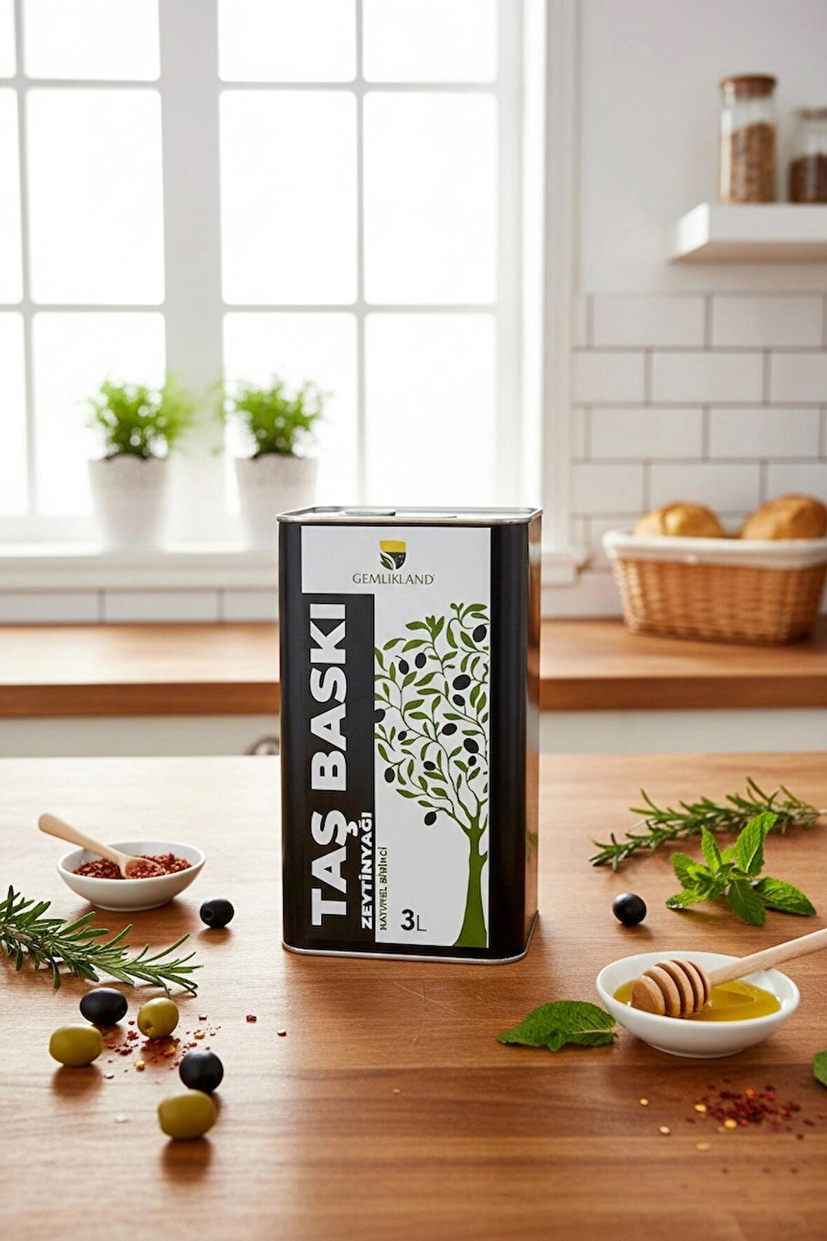 Taş Baskı Soğuk Sıkım Zeytinyağı 3L