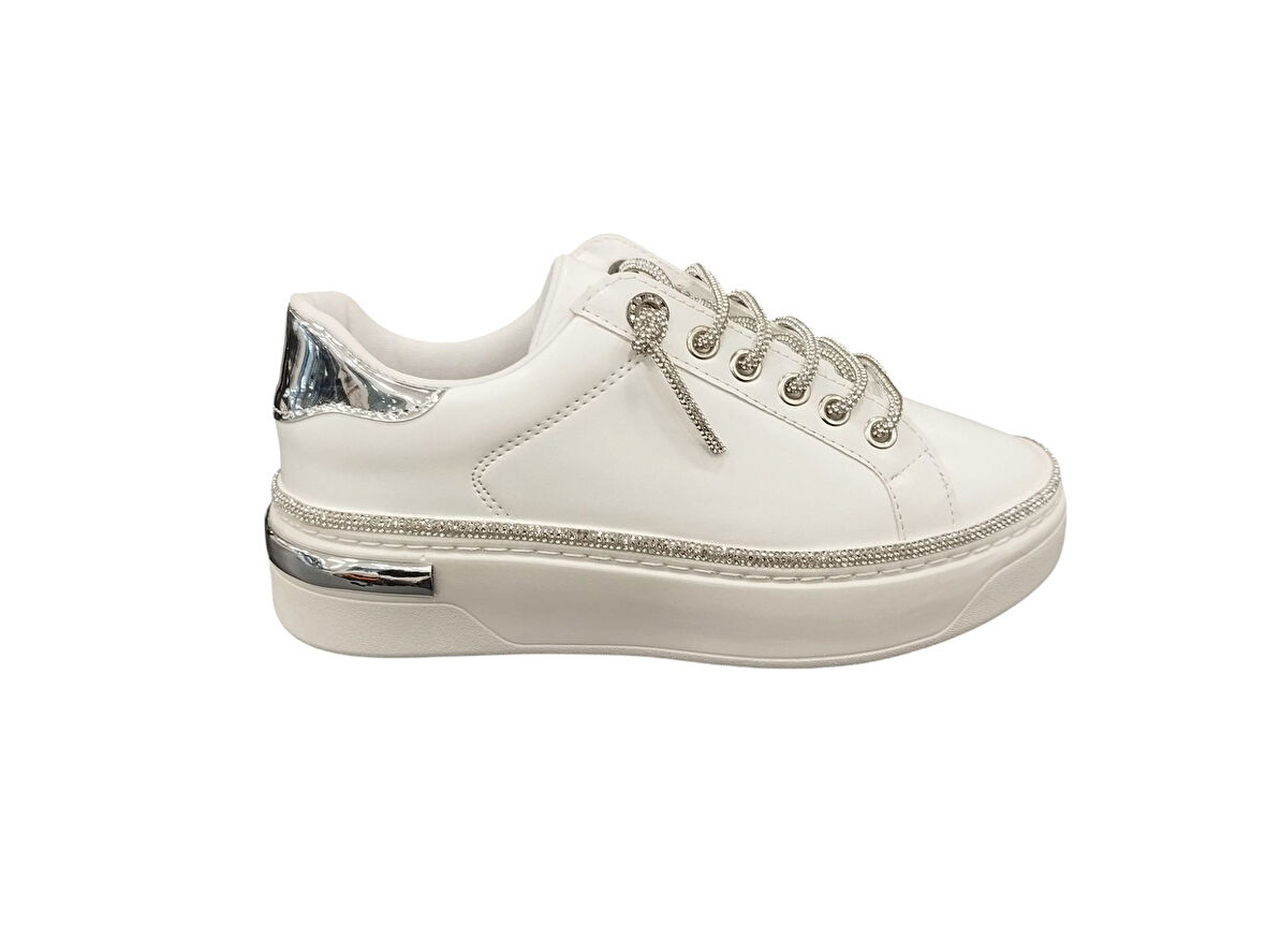 Ventes 8392589Z İç Dış Hakiki Deri Ortopedik Taş Detaylı Parlak Bağcıklı Günlük Şık Kadın Casual Ayakkabı