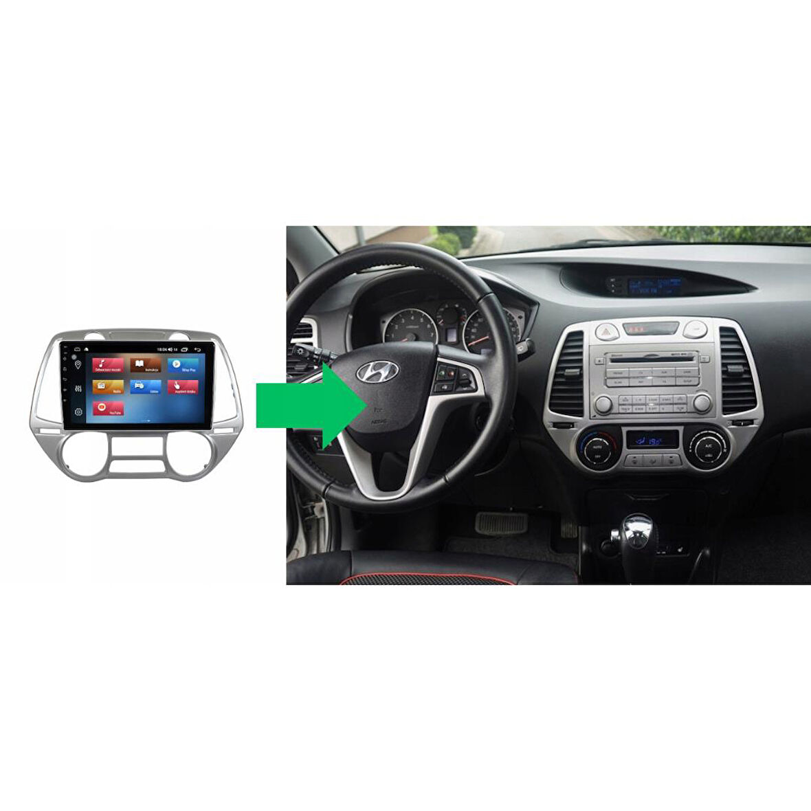 Hyundai İ20 Dijital Klima Android Multimedya Sistemi 4-64 For-X (2008-2012)
