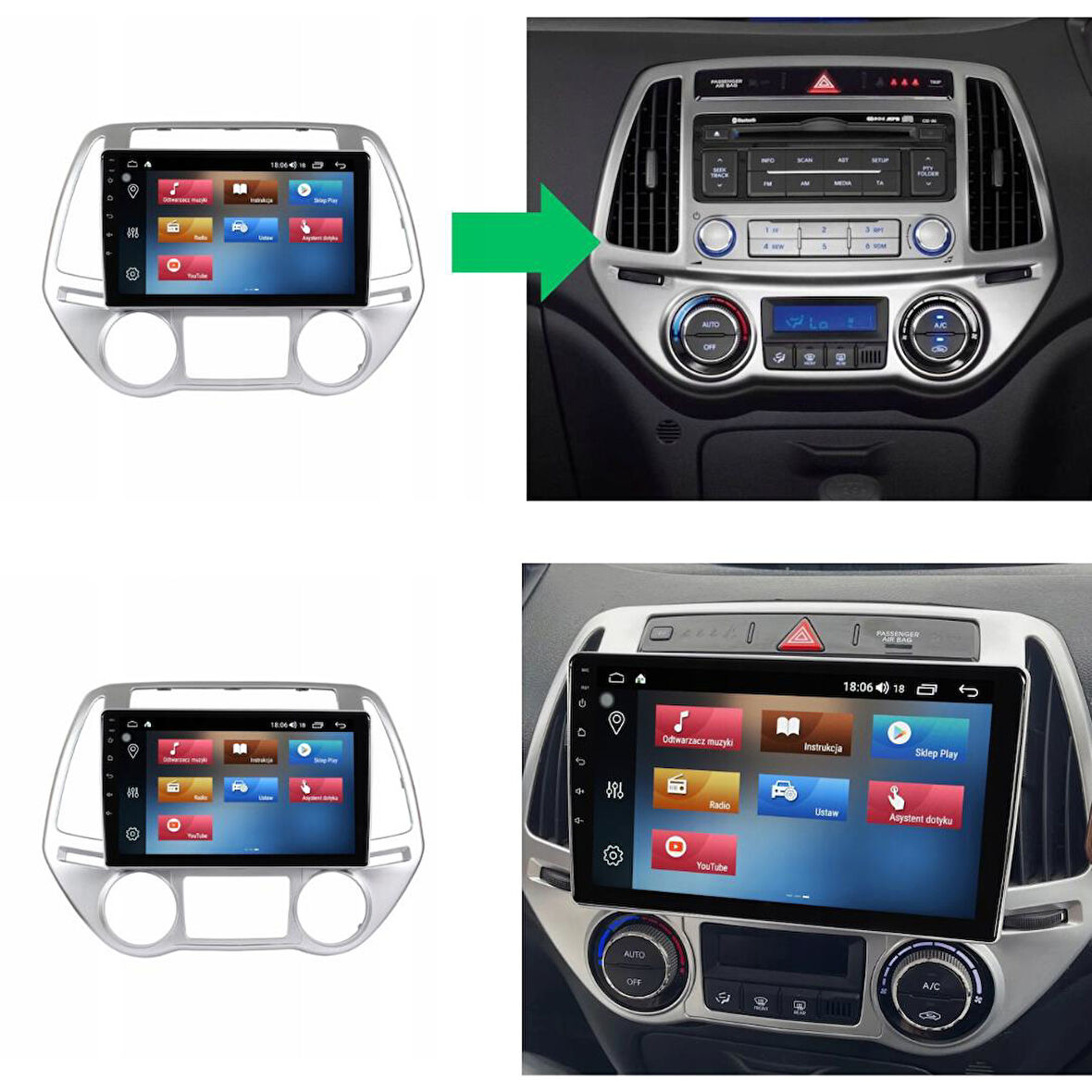 Hyundai İ20 Dijital Klima Android Multimedya Sistemi 4-64 For-X (2013-2014)