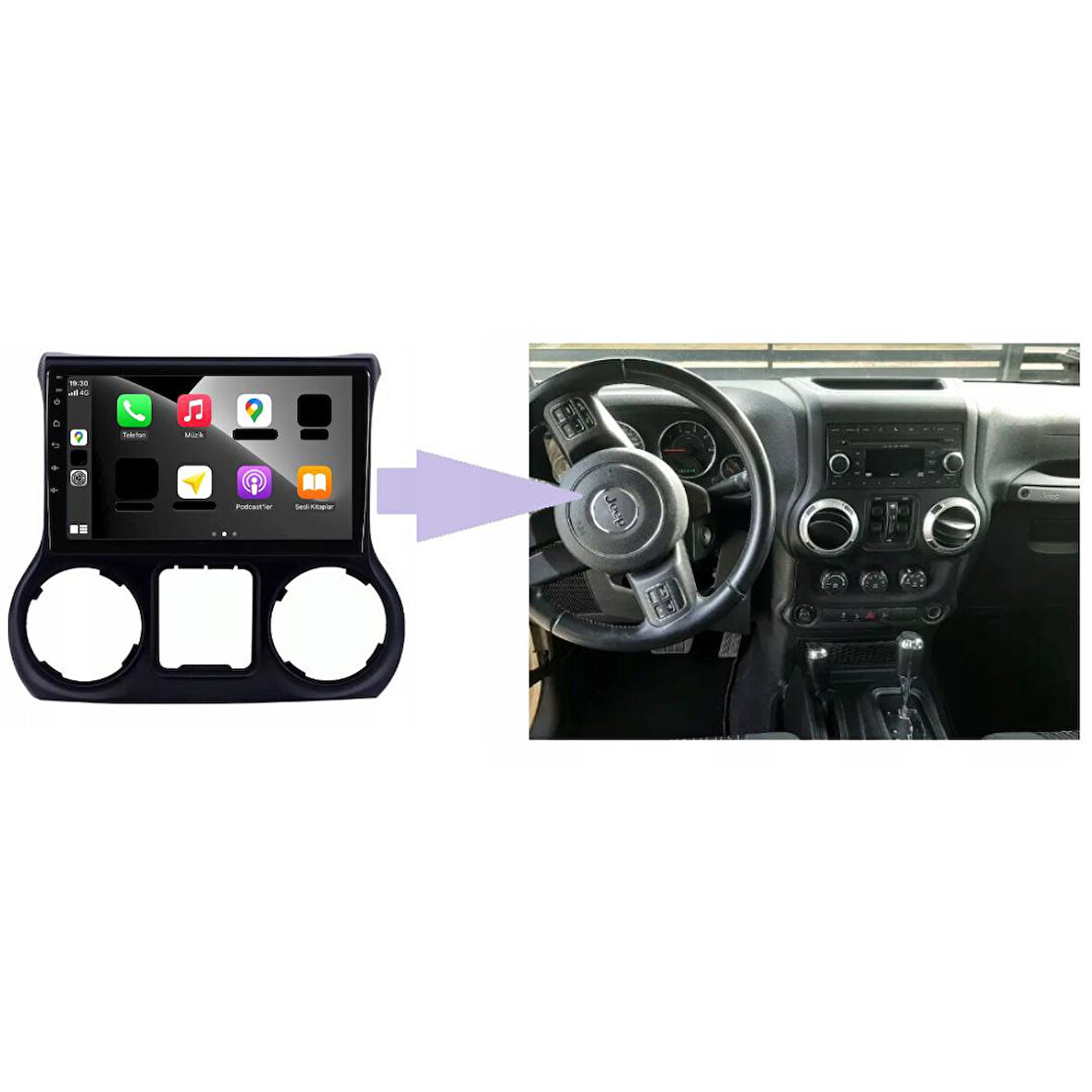 Jeep Wrangler-Rubicon Android Multimedya Sistemi 4-64 For-X (2011-2014)