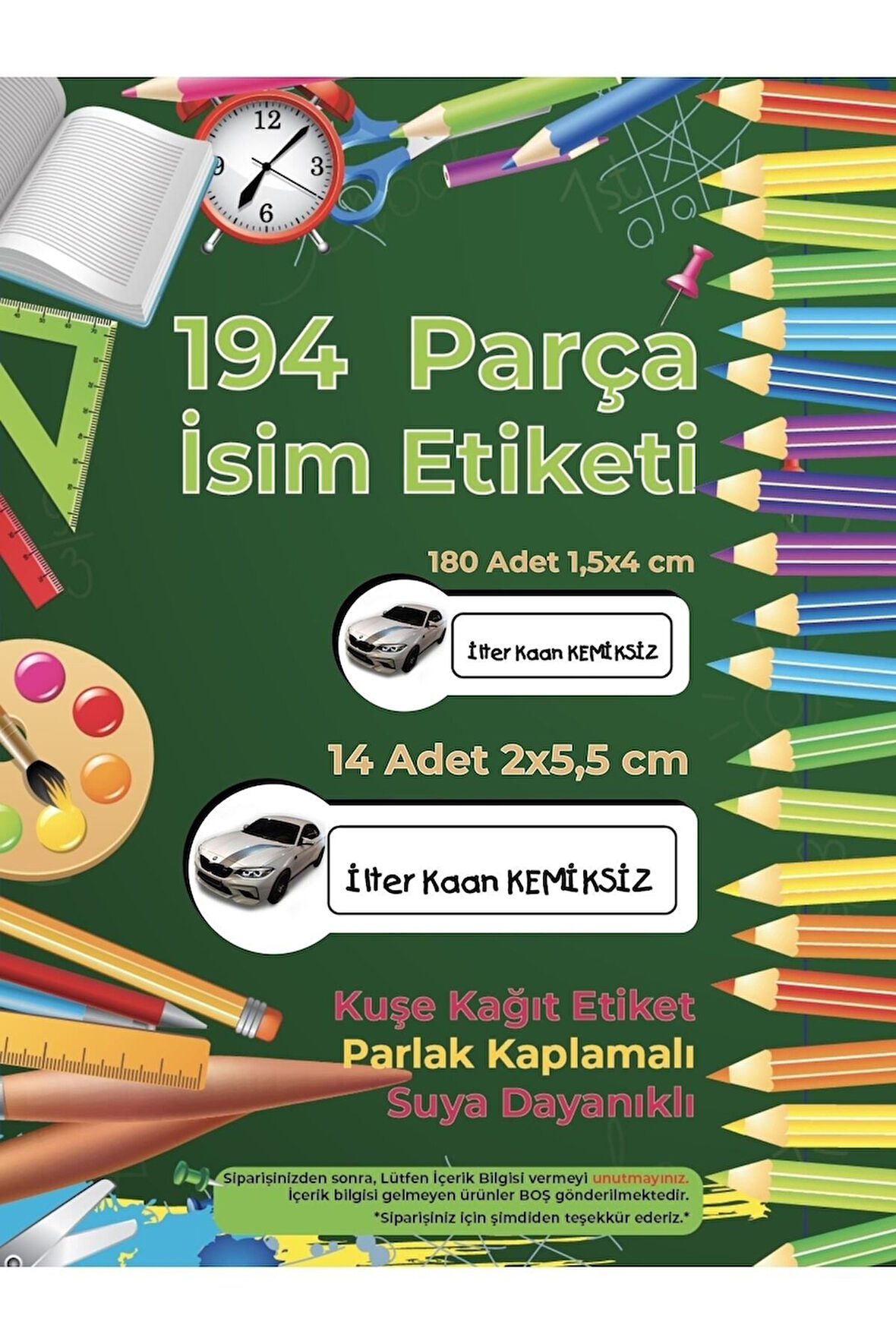 Okul Etiketi, Kalem Defter Etiketi, BMW Etiketi - 194 Adet Opak Sticker