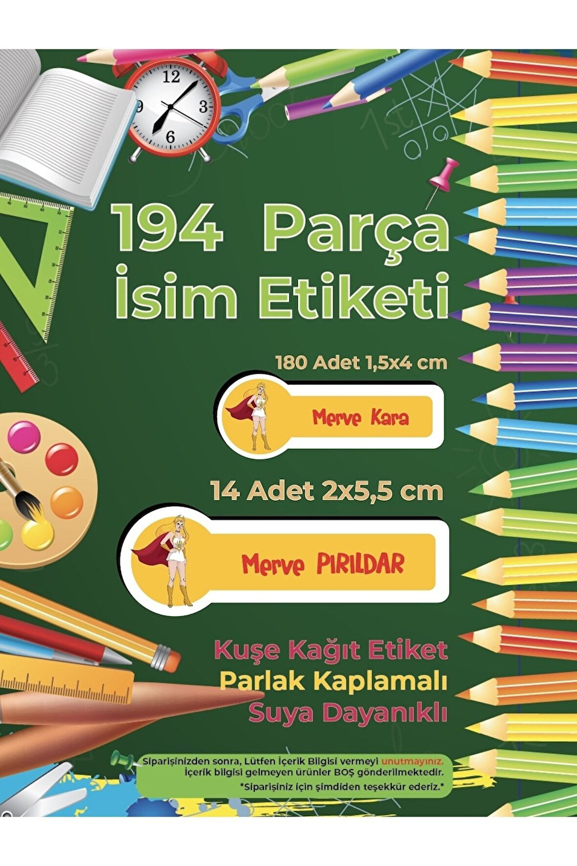 Okul Etiketi Kalem Defter Etiketi, She-Ra Etiketi - 194 Adet Opak Sticker
