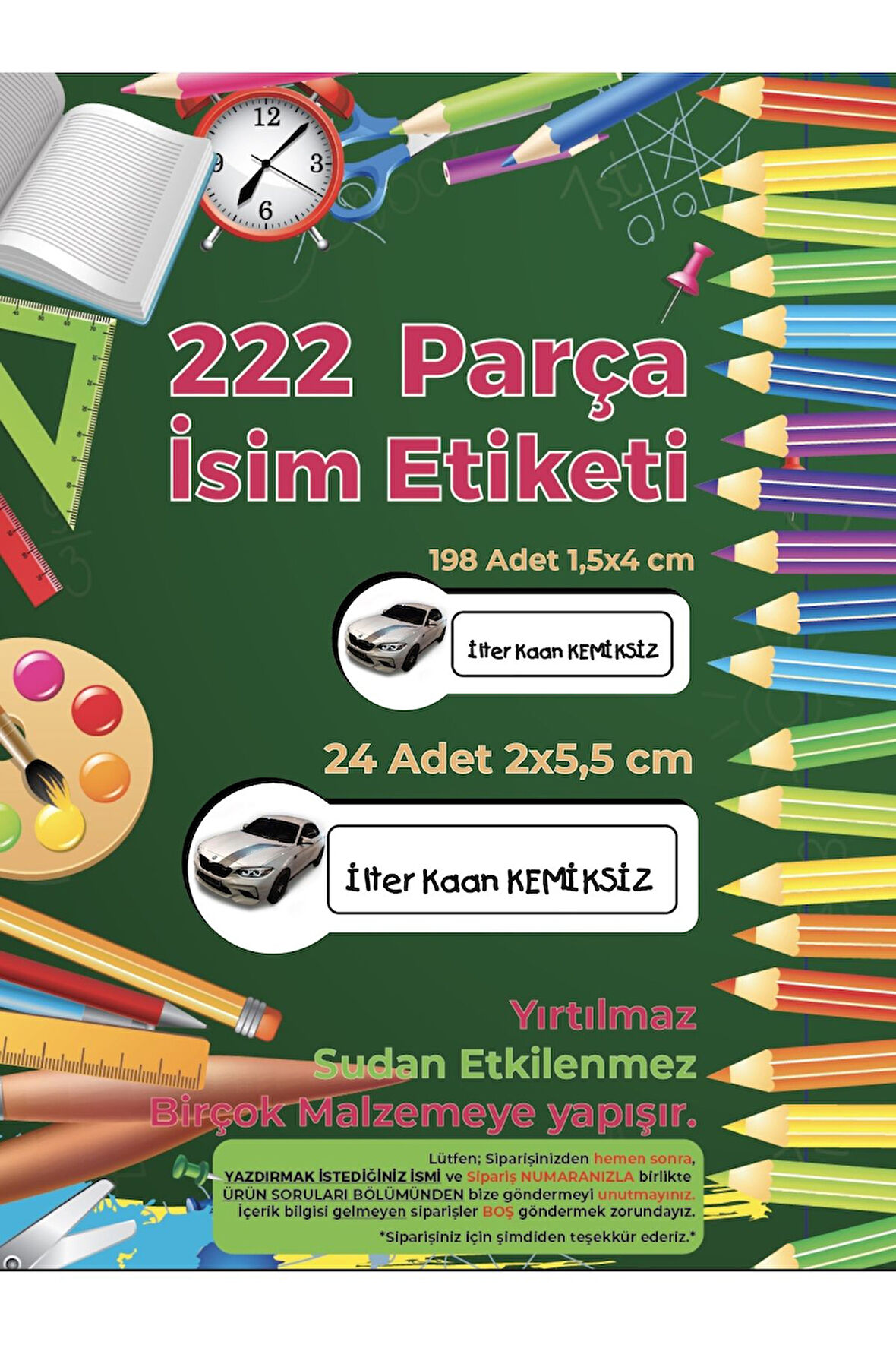 Okul Etiketi Kalem, Defter Etiketi, BMW Etiketi - 222 Adet Folyo Sticker