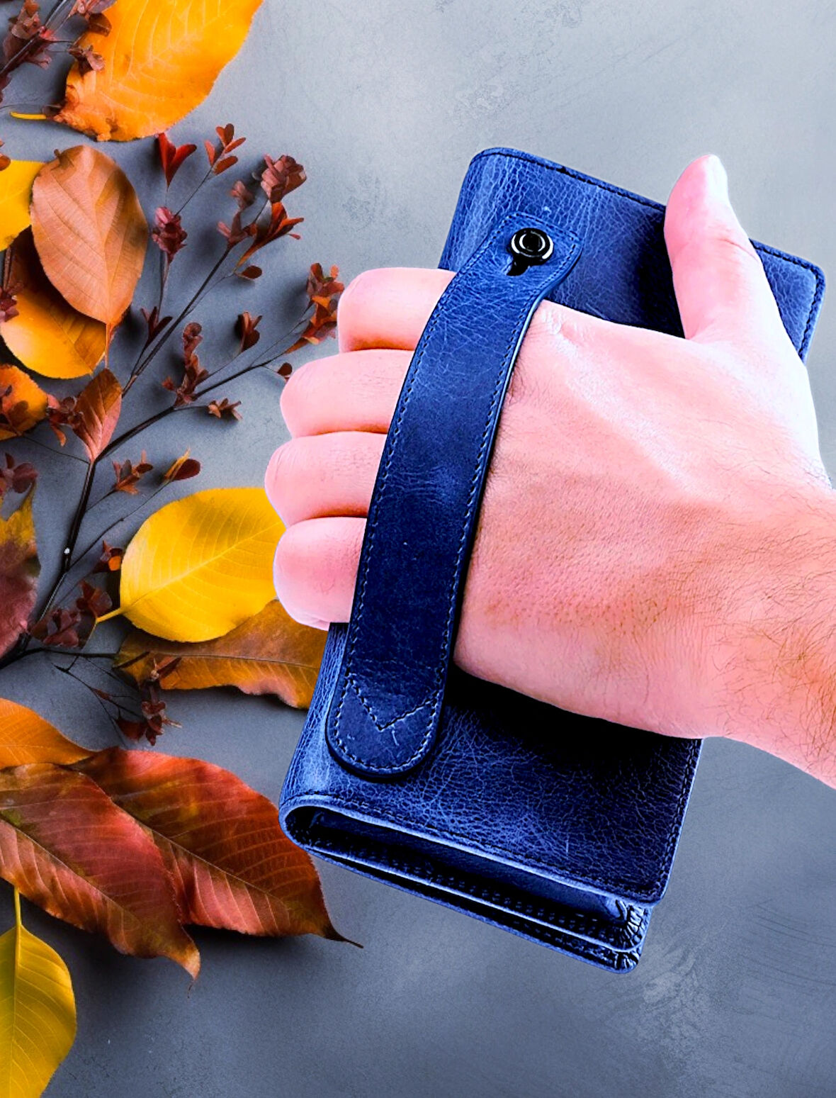 BC Barse Collection Hakiki Deri Telefon Bölmeli Mıknatıslı Elde Taşıma Bantlı Cüzdan Kartlık