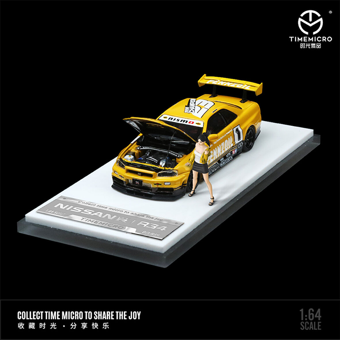 TimeMicro 1:64 Nissan GTR34 Sarı ve Siyah