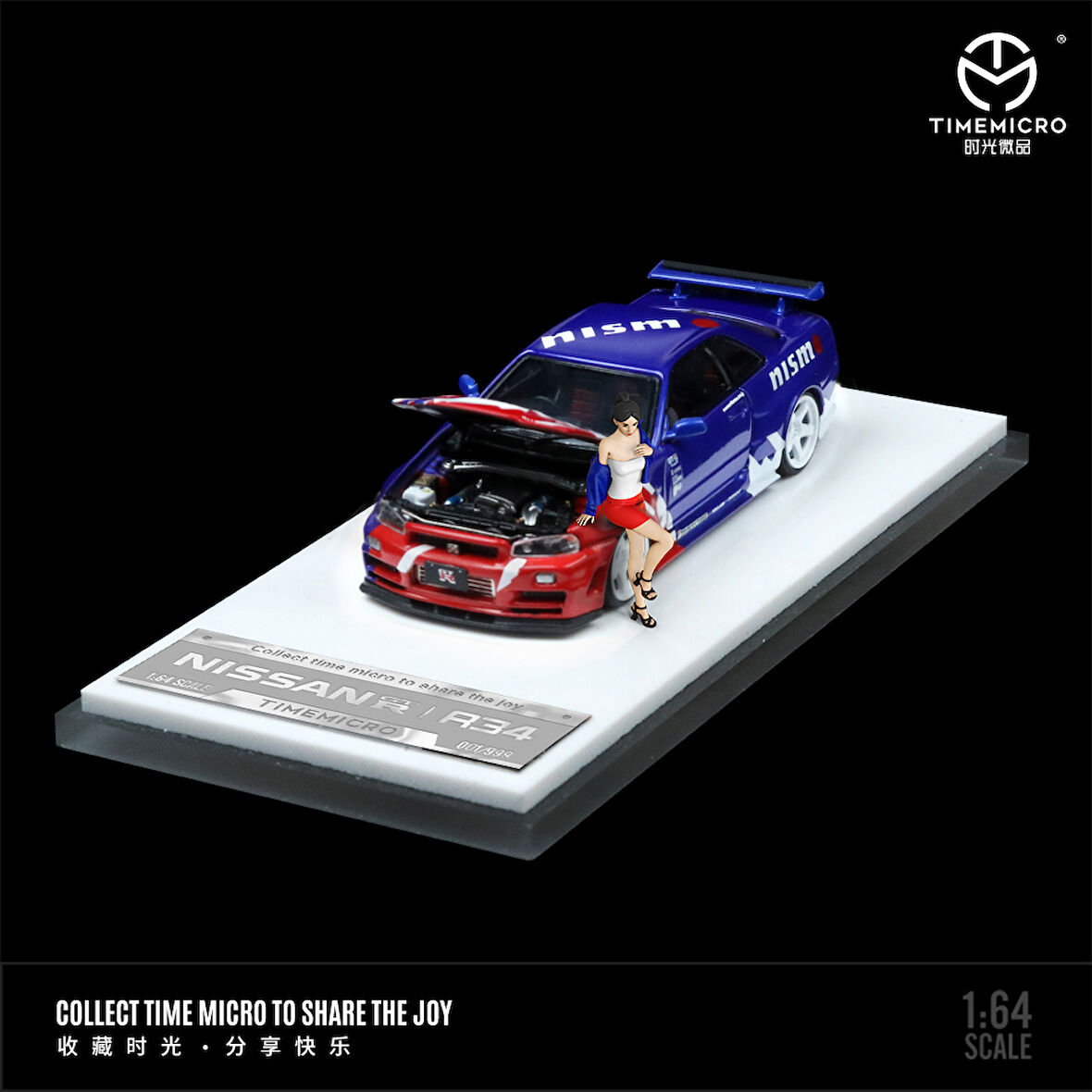 TimeMicro 1:64 Nissan GTR34 Kırmızı ve Mavi