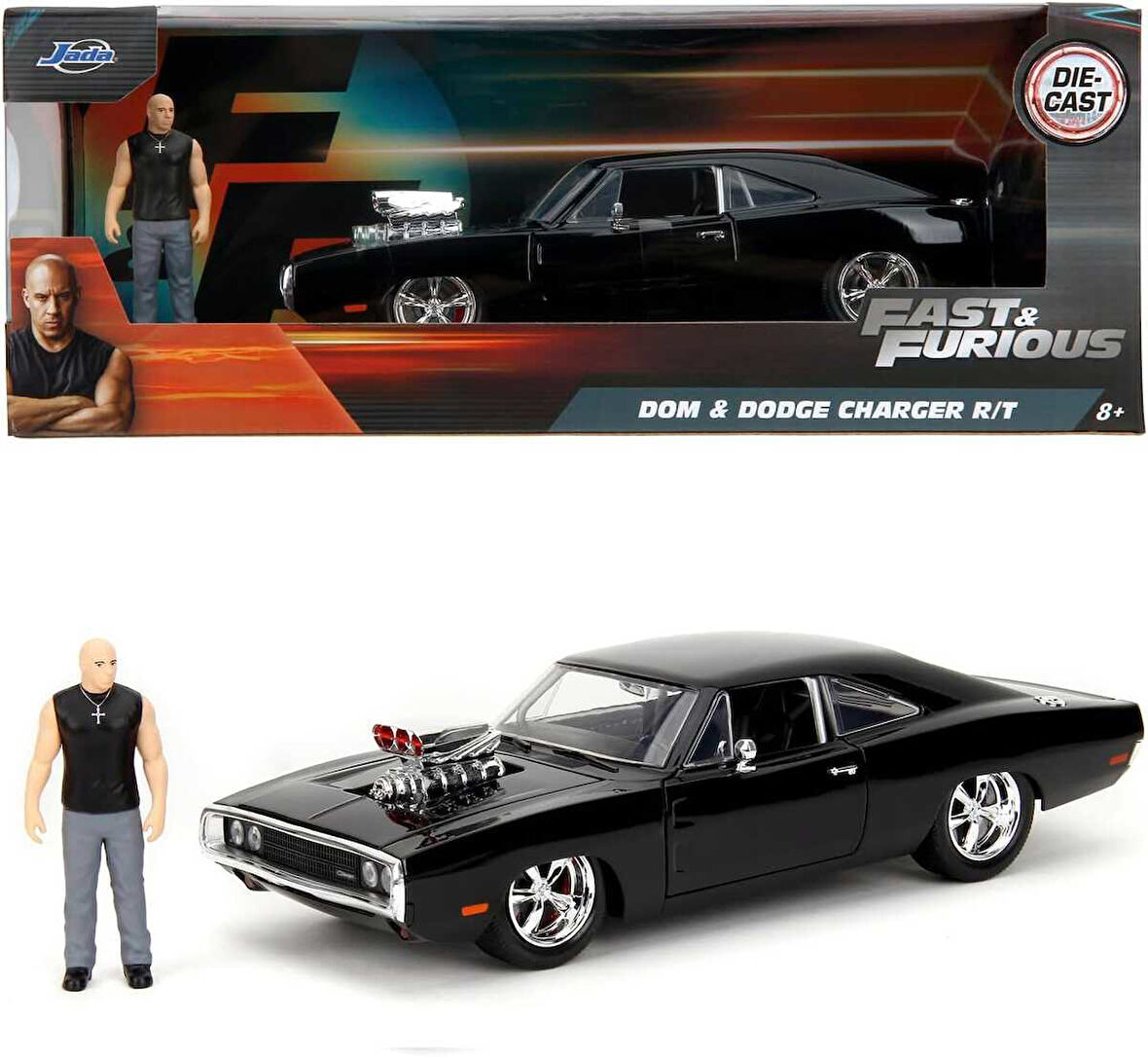 Jada 1/24 Fast & Furious 1970 Dodge Charger Dom Figürü ile Birlikte