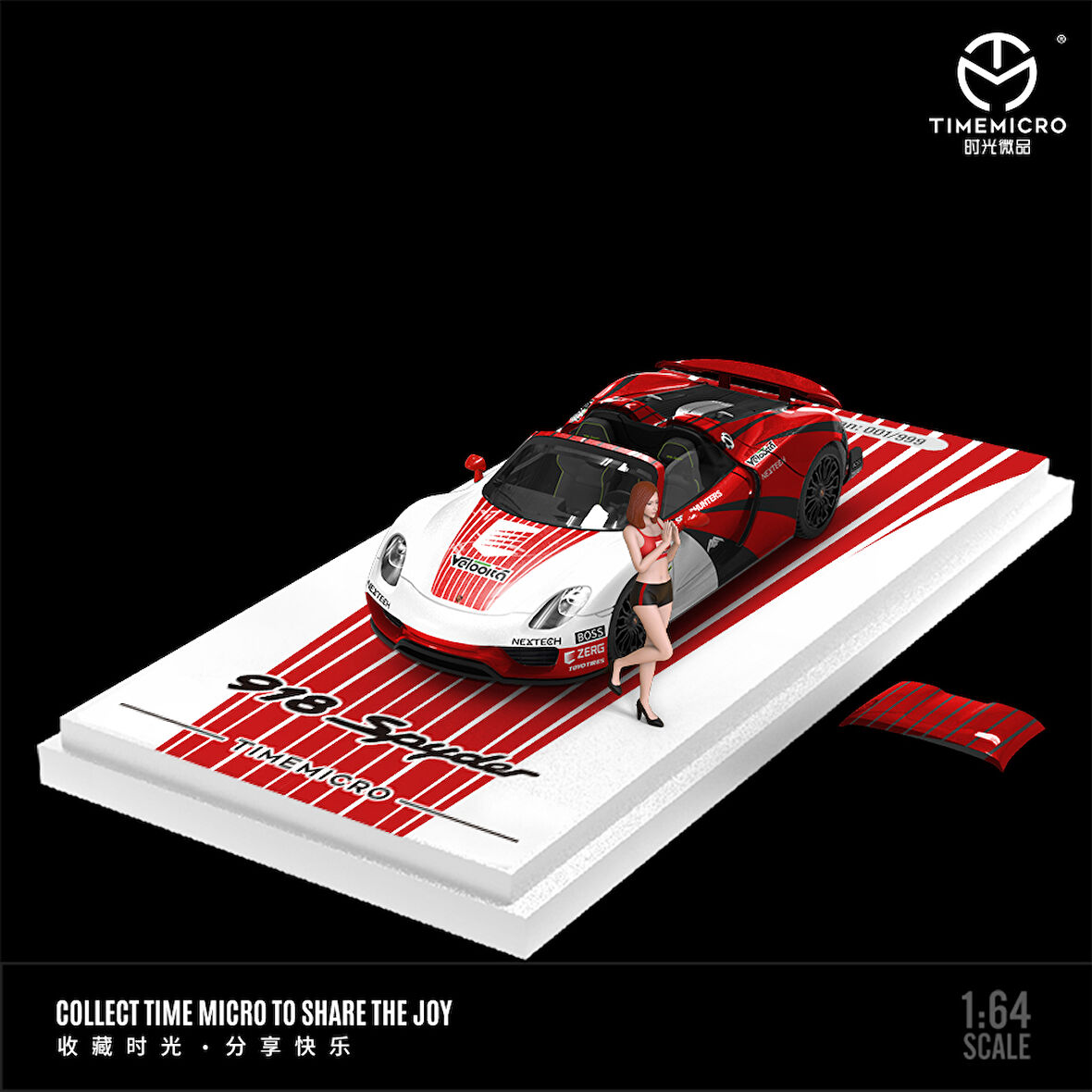 TimeMicro 1:64 Porsche 918 Kırmızı Le Mans Figürlü