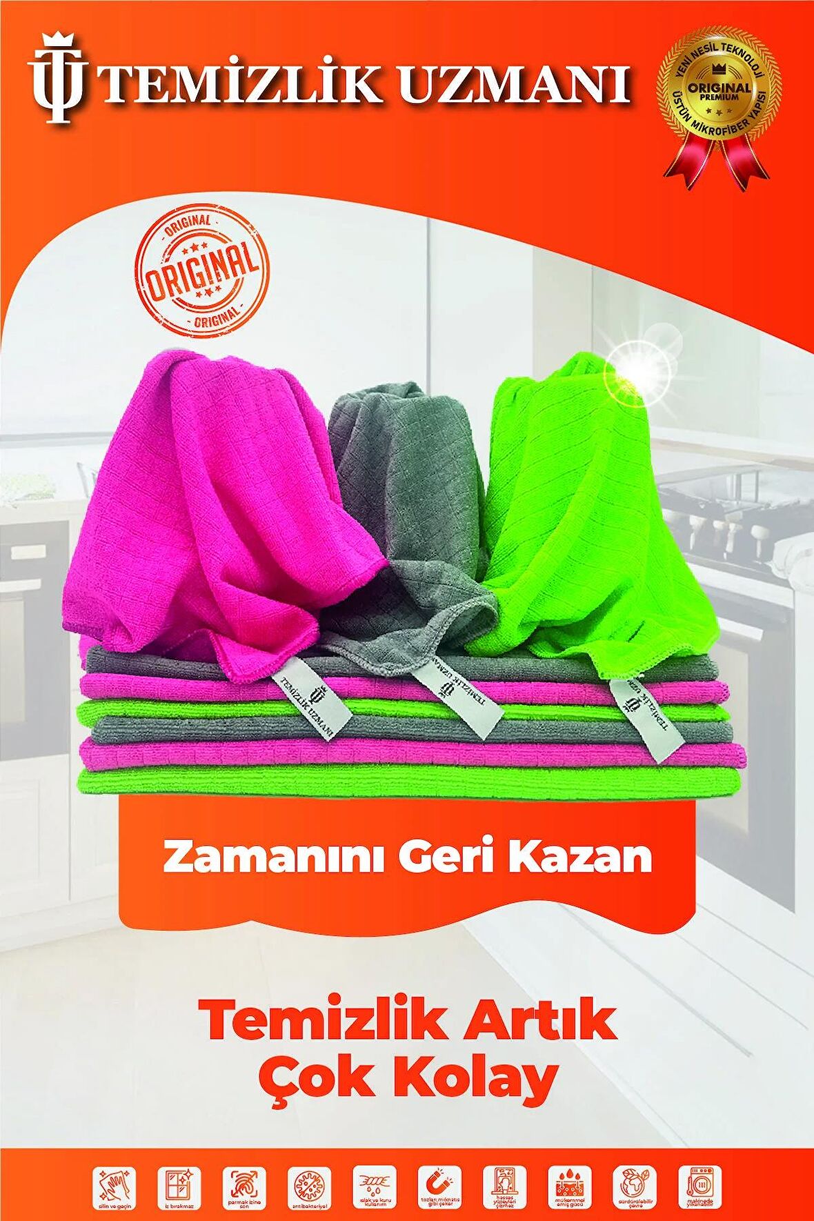 3'lü Mikrofiber Leke-koku Tutmaz Süper Emici Kurulama Ve Temizlik Havlusu 40x40