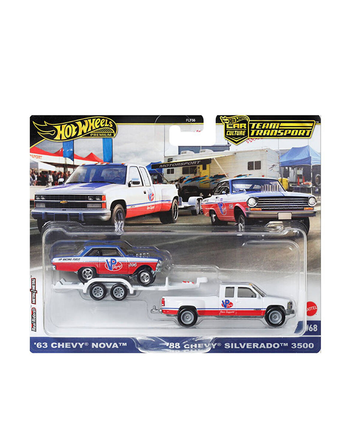 HOTWHEELS TEAM TRANSPORT 63 Chevy Nova & 88 Chevy Sılverado 3500 