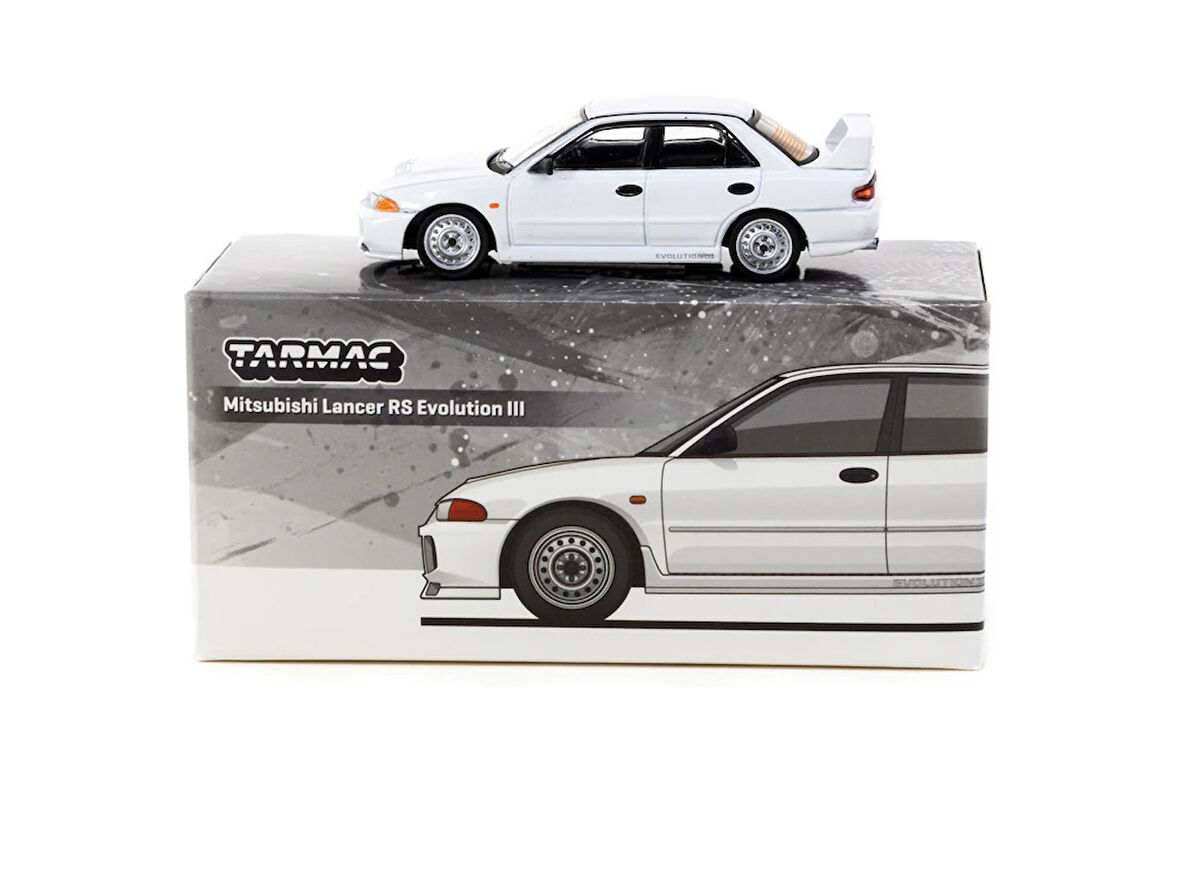 Tarmac Works 1/64 Mitsubishi Lancer RS  Evolution III White - Lamley Special Edition - GLOBAL64