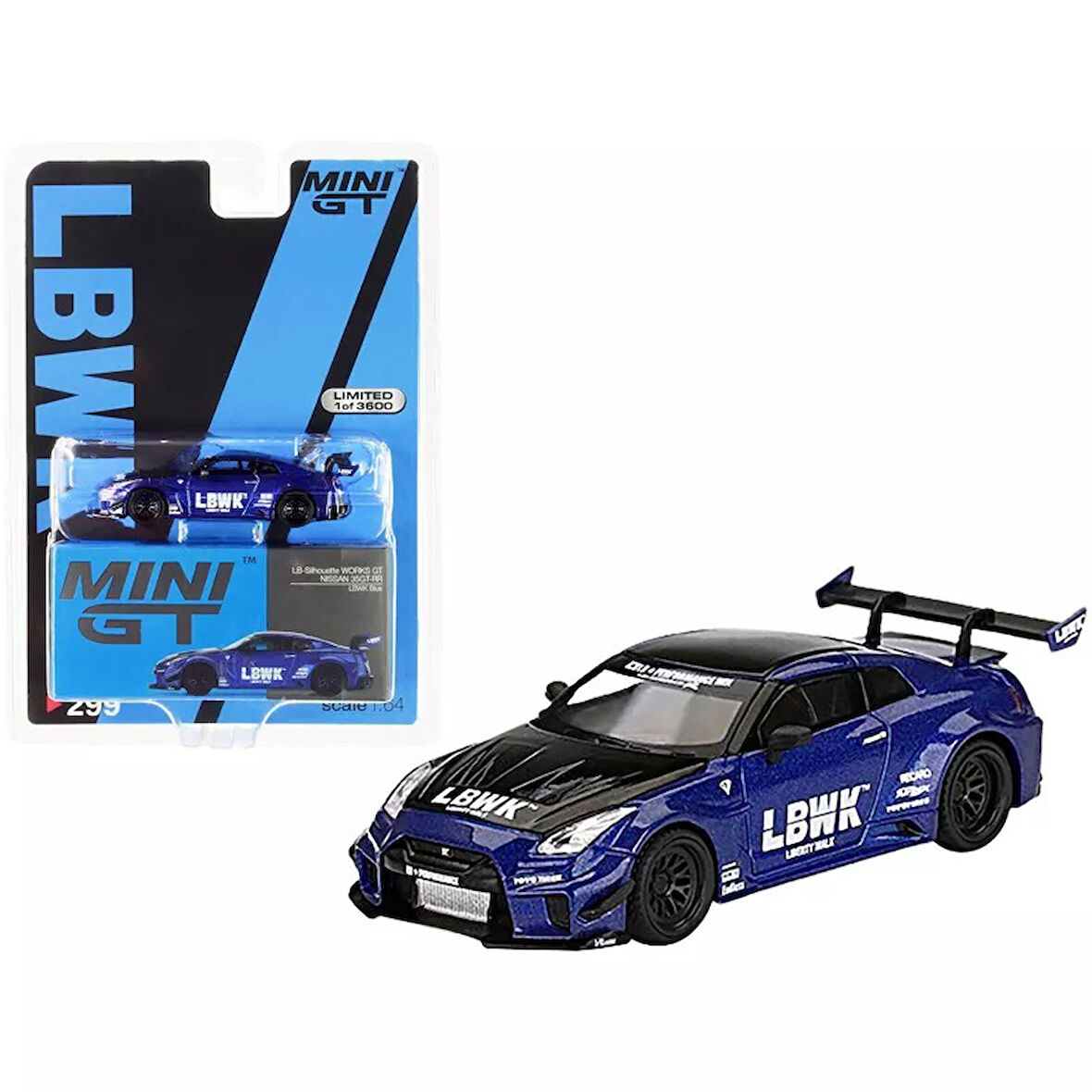 Mini GT 299 LB-Silhouett WORKS GT Nissan 35GT-RR / LBWK Blue 