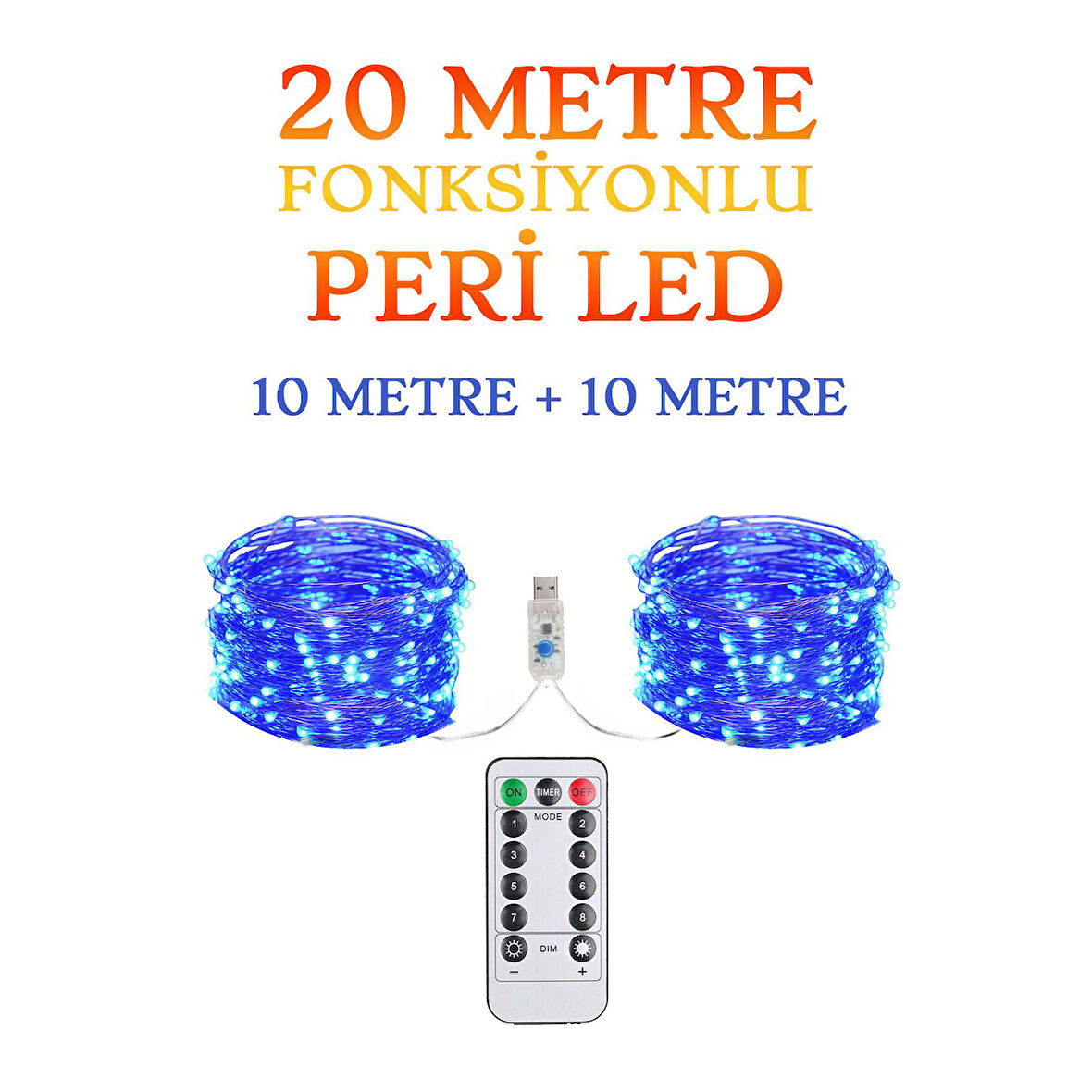 Kumandalı Animasyonlu 20 Metre Usb Peri Led Parti Kutlama Tel Led