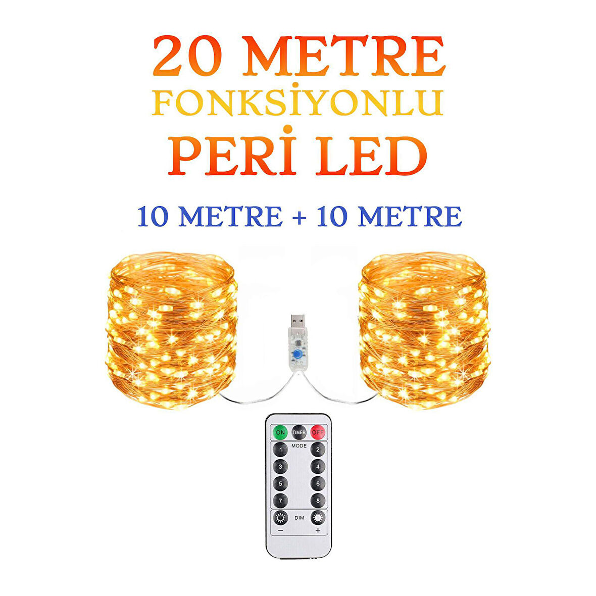 Kumandalı Animasyonlu 20 Metre Usb Peri Led Parti Kutlama Tel Led