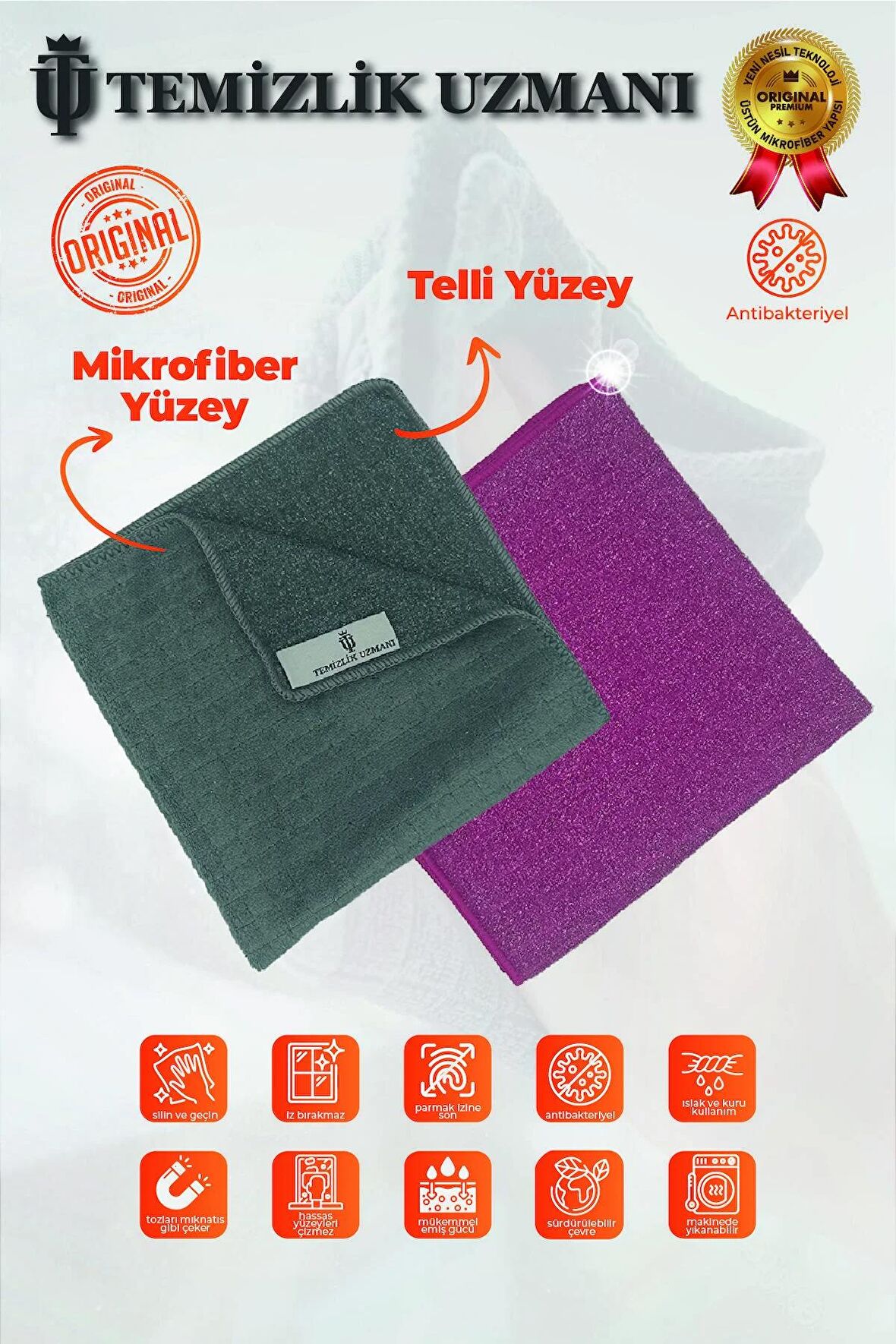 2'li Telli Zor Kir Bezi Halı Koltuk Banyo Fayans Duşkabin 40x40