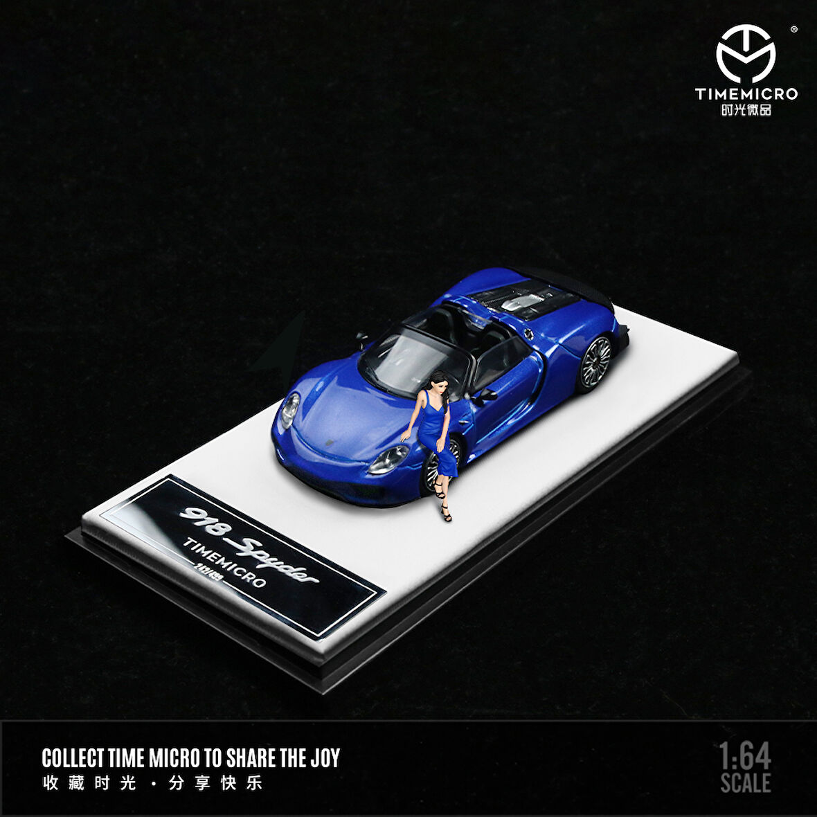 TimeMicro 1:64 Porsche 918 Koyu Mavi Figürlü Sürüm
