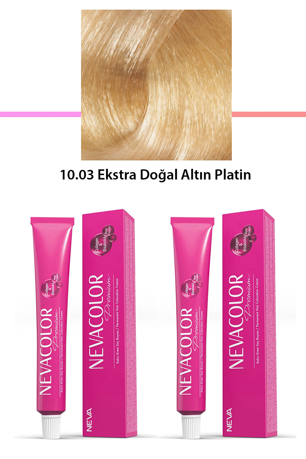 2 li Set Premium 10.03 Ekstra Doğal Altın Platin - Kalıcı Krem Saç Boyası 2 X 50 g Tüp