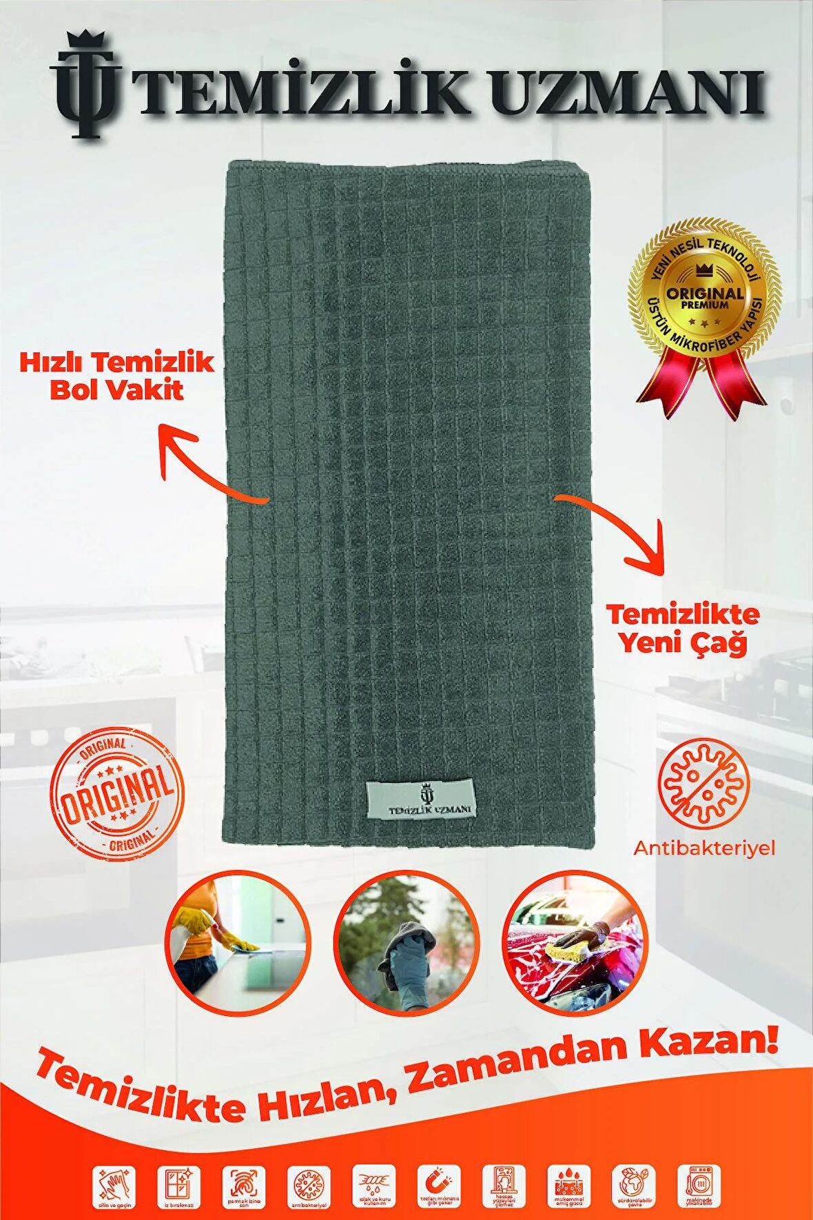 Mikrofiber Leke-Koku Tutmaz Süper Emici Kurulama Ve Temizlik Havlusu 40x40(1 adet)