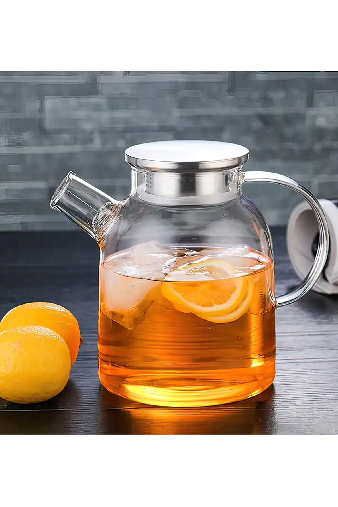 Çelik Kapaklı Borosilikat Cam Demlik 1500ML -CM-2003