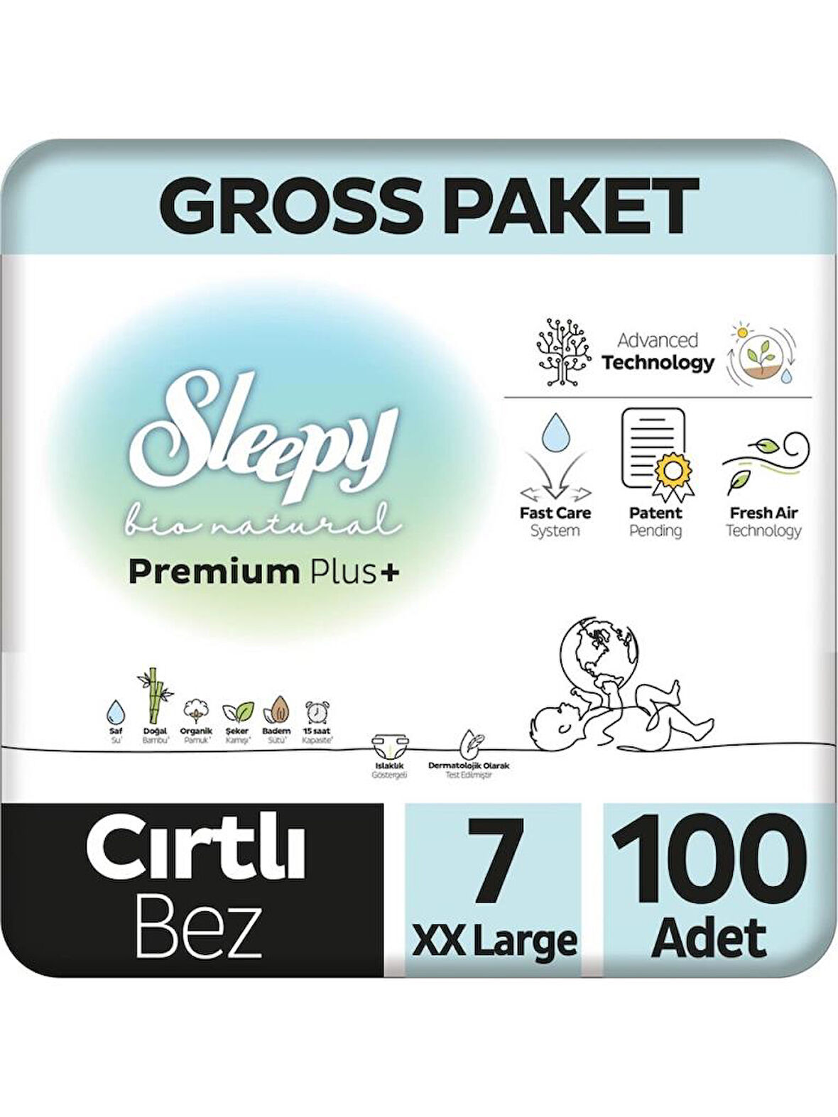 Sleepy Bio Natural Bebek Bezi Gross Paket 7 Beden 20-30 Kg 100 Adet