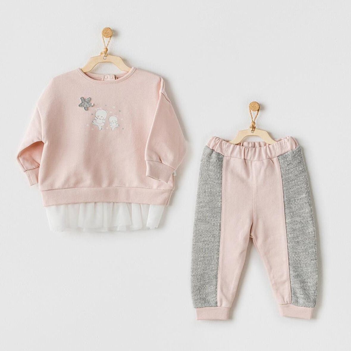 AC24132 Ballerina 2li Bebe Takım Pink Grey