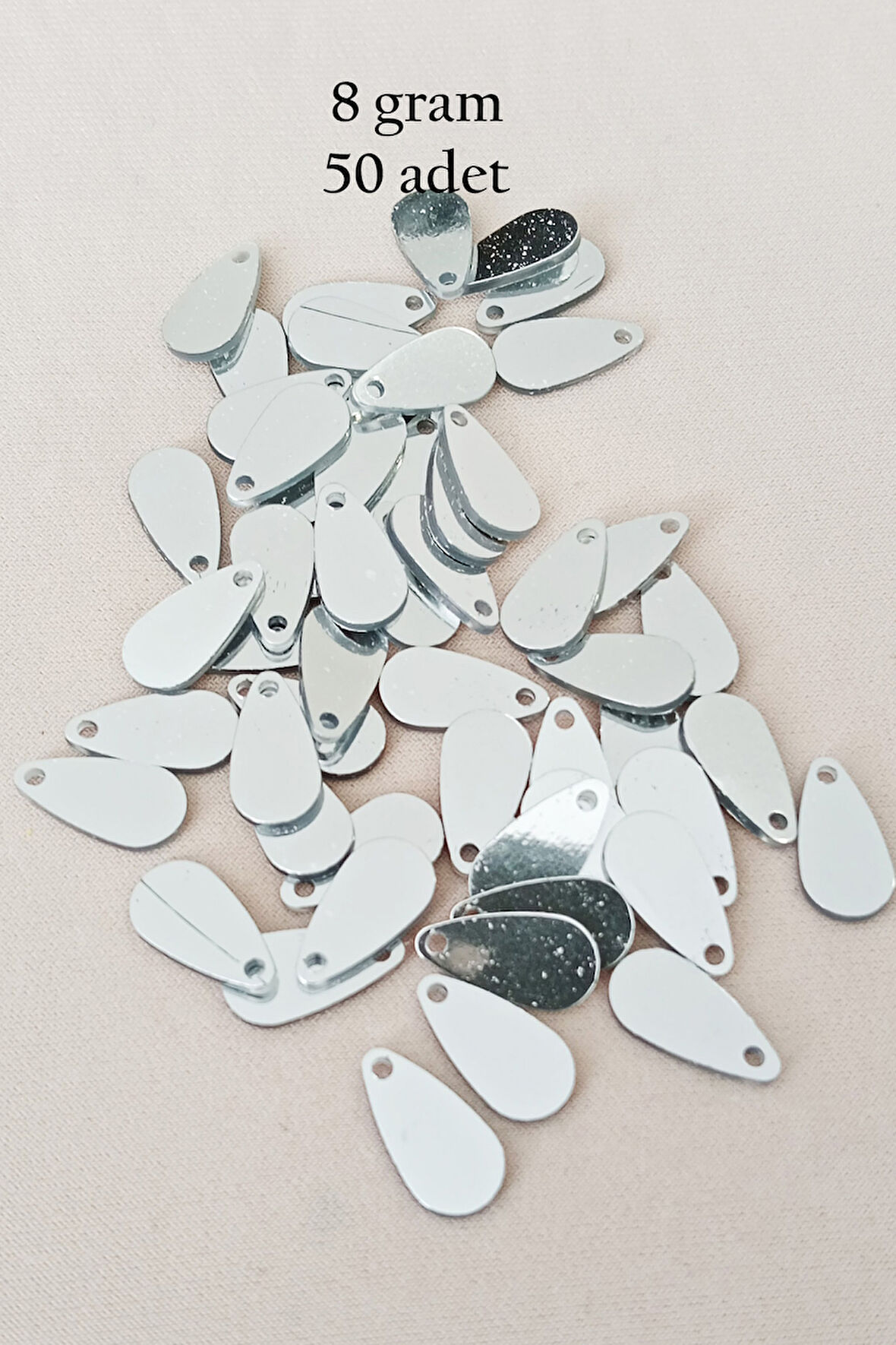 Oya Abiye Bileklik Kolye Pleksi Metalik Plastik Pul Gümüş Renk 8 gram 50 adet - BNC531