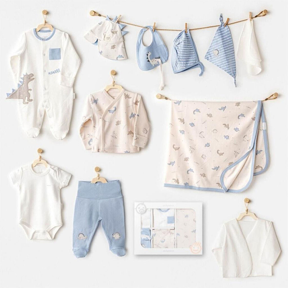 AC25911 Newborn Set Dino 10'Lu Hastane Çıkışı Beige