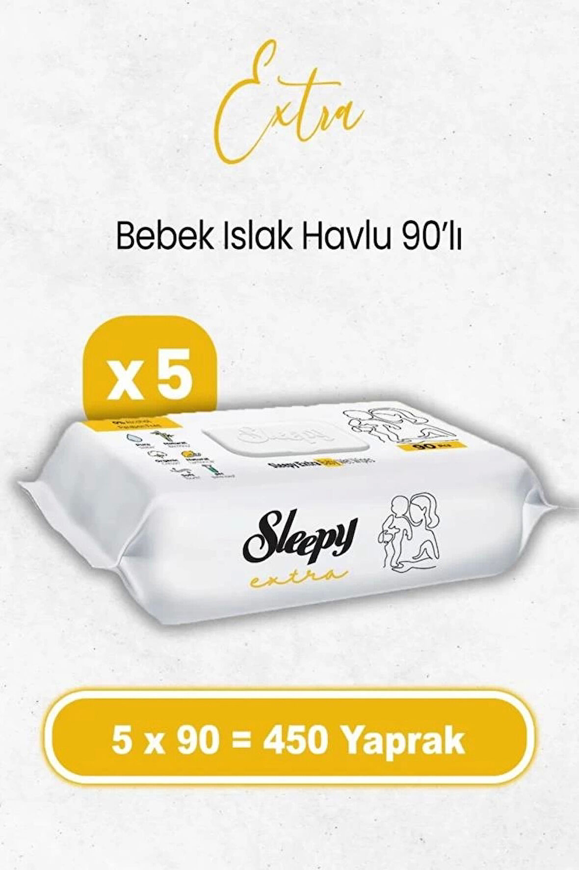 Sleepy Ekstra Islak Havlu Mendil 5x90 450 Yaprak