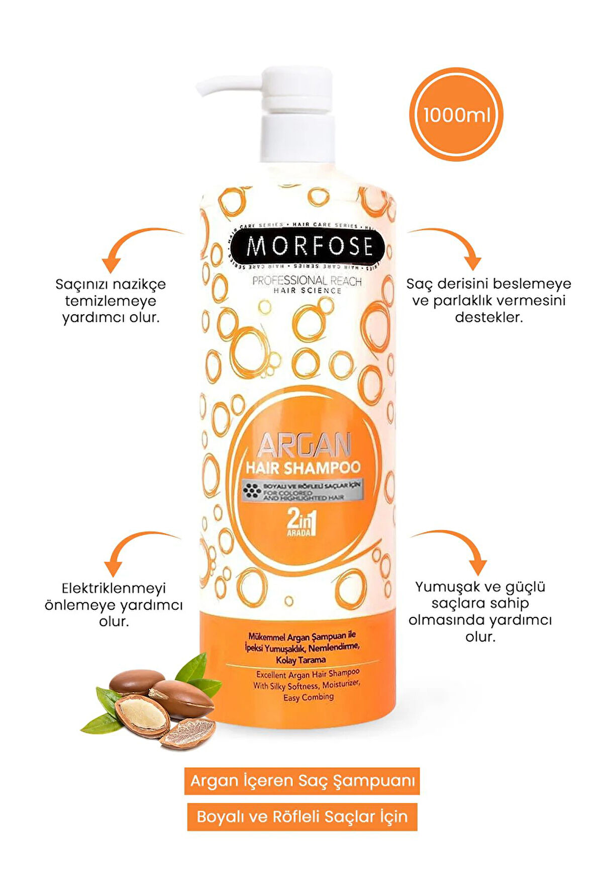 Morfose Argan Şampuan 1000 ML - Boyalı Saçlar İçin